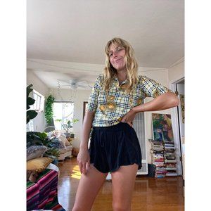 Plaid, chain print 90's preppy polo shirt